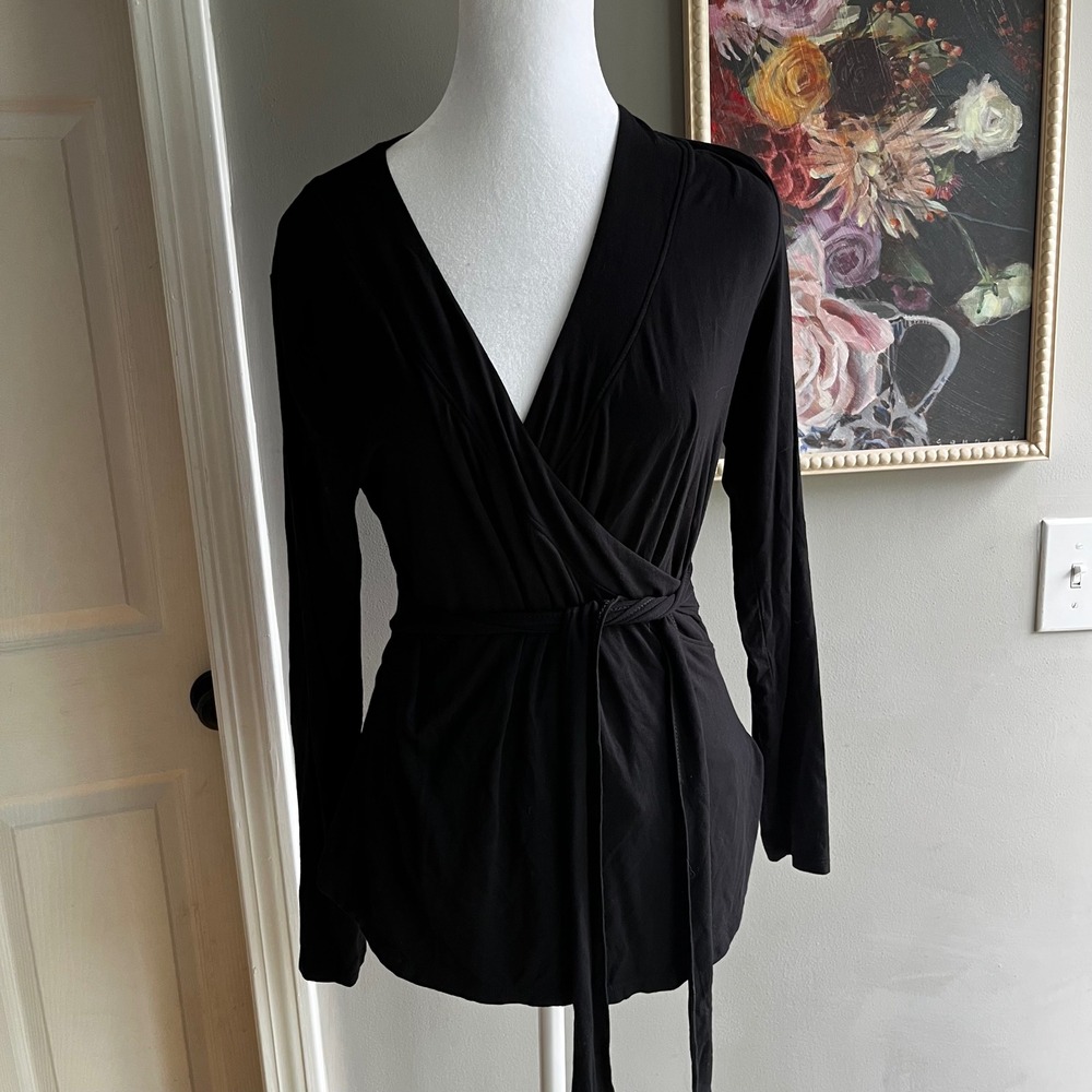 Bohemian Old Navy Black Wrap Top M y2K